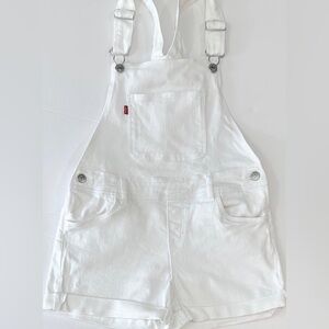 Levi’s White Denim Overall Shorts Kids Size 12 Adjustable Straps